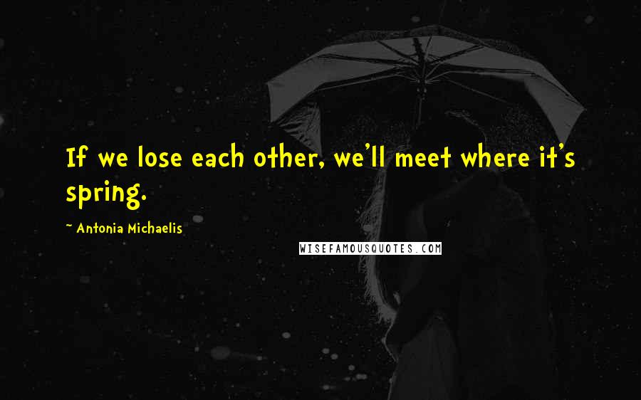 Antonia Michaelis Quotes: If we lose each other, we'll meet where it's spring.