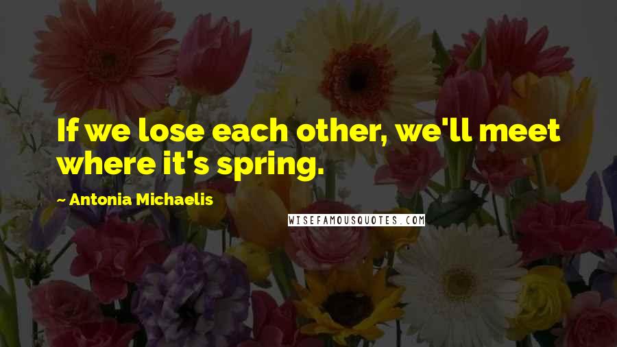 Antonia Michaelis Quotes: If we lose each other, we'll meet where it's spring.