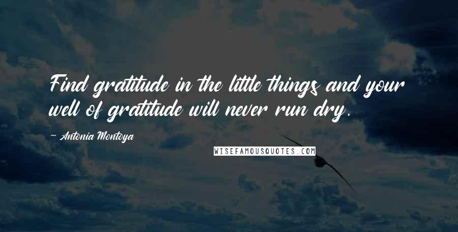Antonia Montoya Quotes: Find gratitude in the little things and your well of gratitude will never run dry.