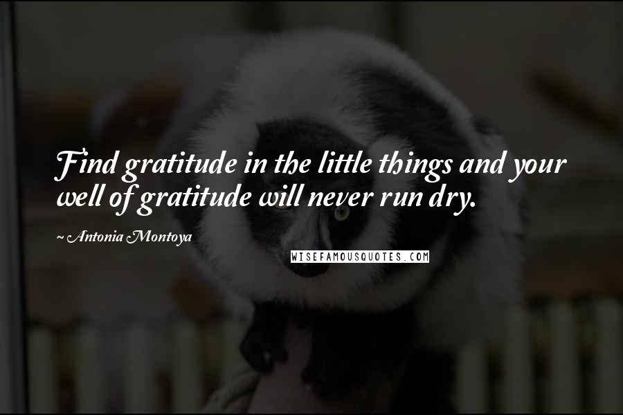 Antonia Montoya Quotes: Find gratitude in the little things and your well of gratitude will never run dry.