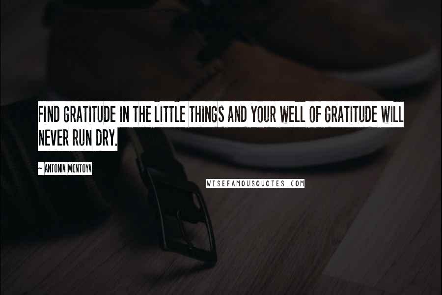 Antonia Montoya Quotes: Find gratitude in the little things and your well of gratitude will never run dry.
