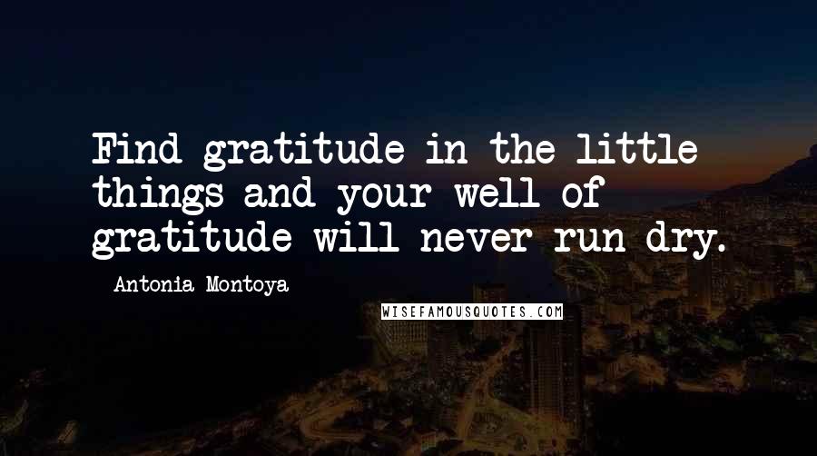 Antonia Montoya Quotes: Find gratitude in the little things and your well of gratitude will never run dry.