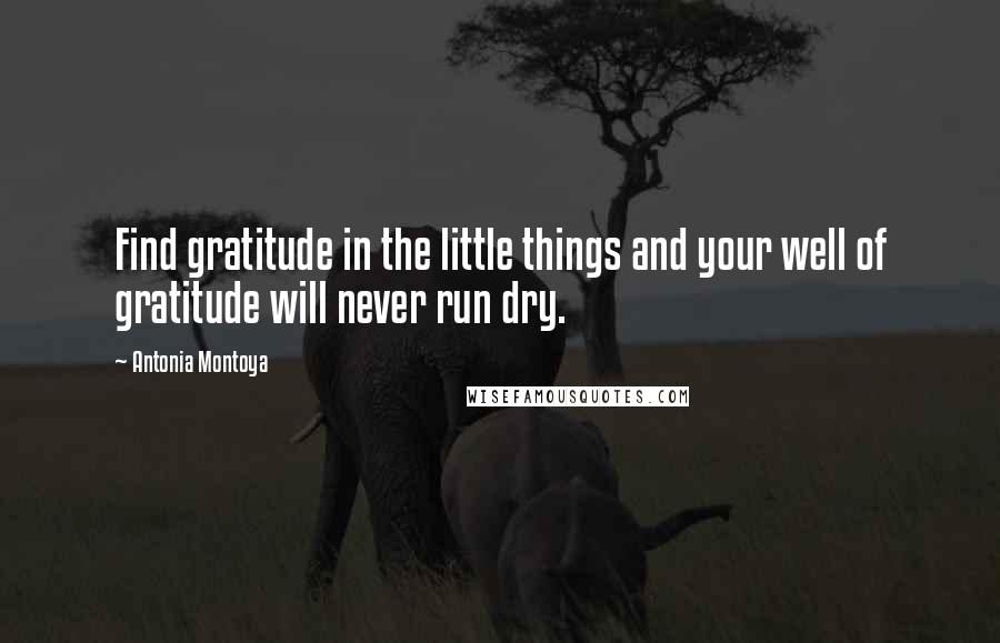 Antonia Montoya Quotes: Find gratitude in the little things and your well of gratitude will never run dry.