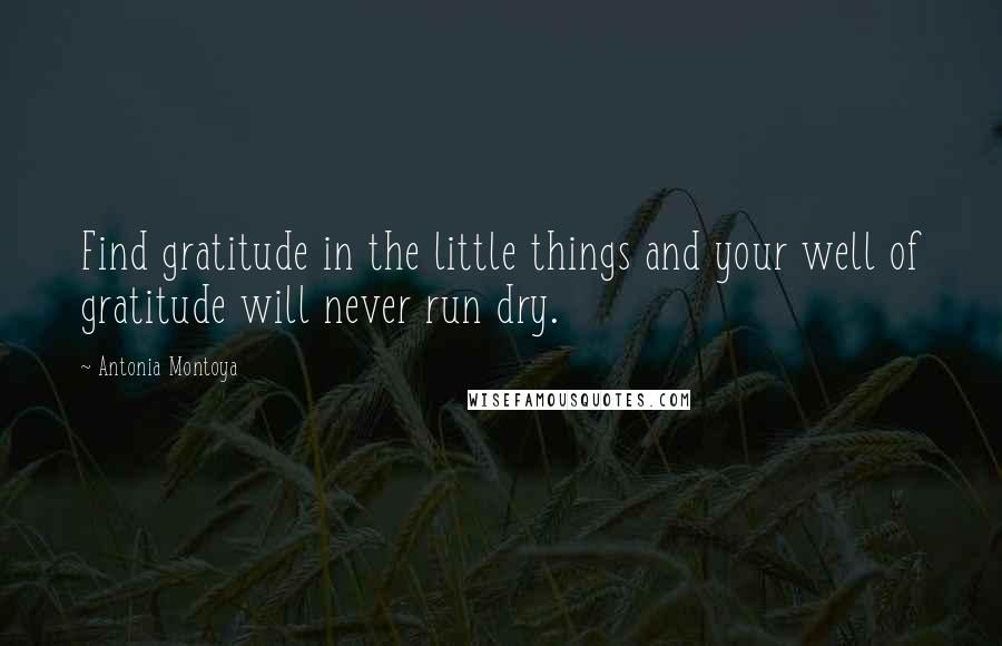 Antonia Montoya Quotes: Find gratitude in the little things and your well of gratitude will never run dry.