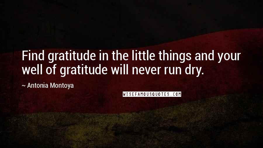 Antonia Montoya Quotes: Find gratitude in the little things and your well of gratitude will never run dry.