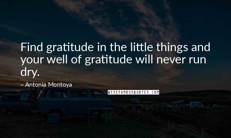 Antonia Montoya Quotes: Find gratitude in the little things and your well of gratitude will never run dry.