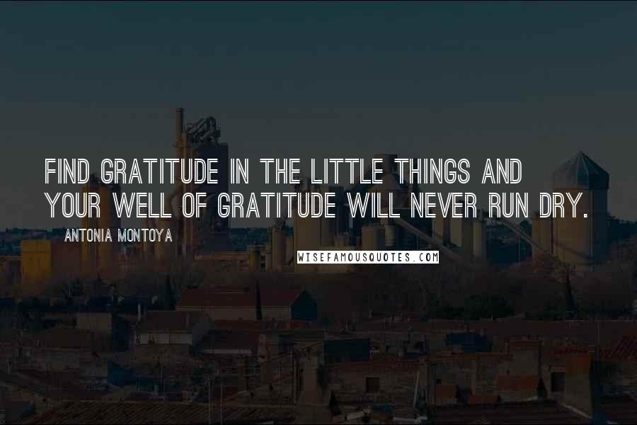 Antonia Montoya Quotes: Find gratitude in the little things and your well of gratitude will never run dry.