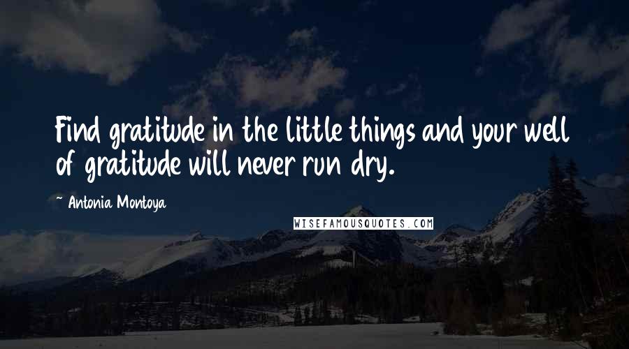 Antonia Montoya Quotes: Find gratitude in the little things and your well of gratitude will never run dry.