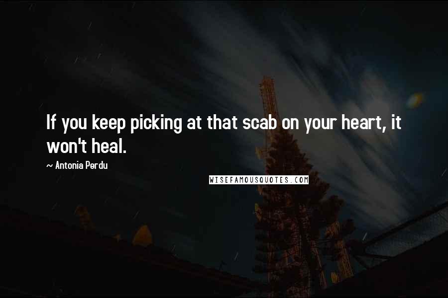 Antonia Perdu Quotes: If you keep picking at that scab on your heart, it won't heal.