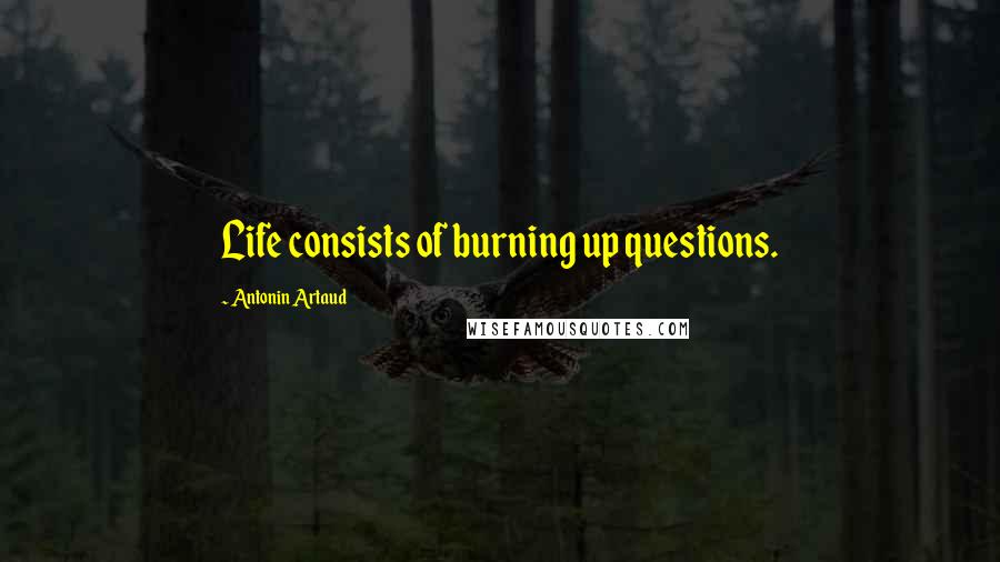 Antonin Artaud Quotes: Life consists of burning up questions.