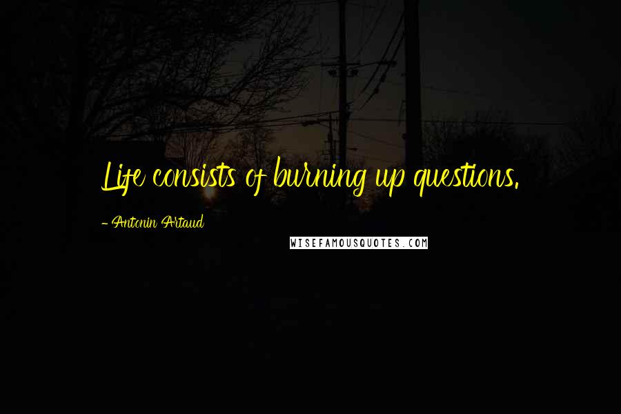 Antonin Artaud Quotes: Life consists of burning up questions.