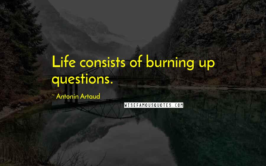 Antonin Artaud Quotes: Life consists of burning up questions.