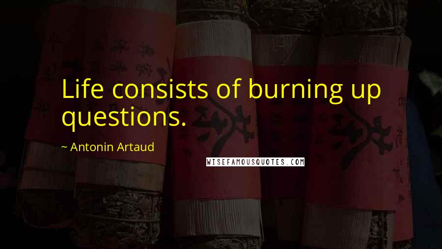 Antonin Artaud Quotes: Life consists of burning up questions.