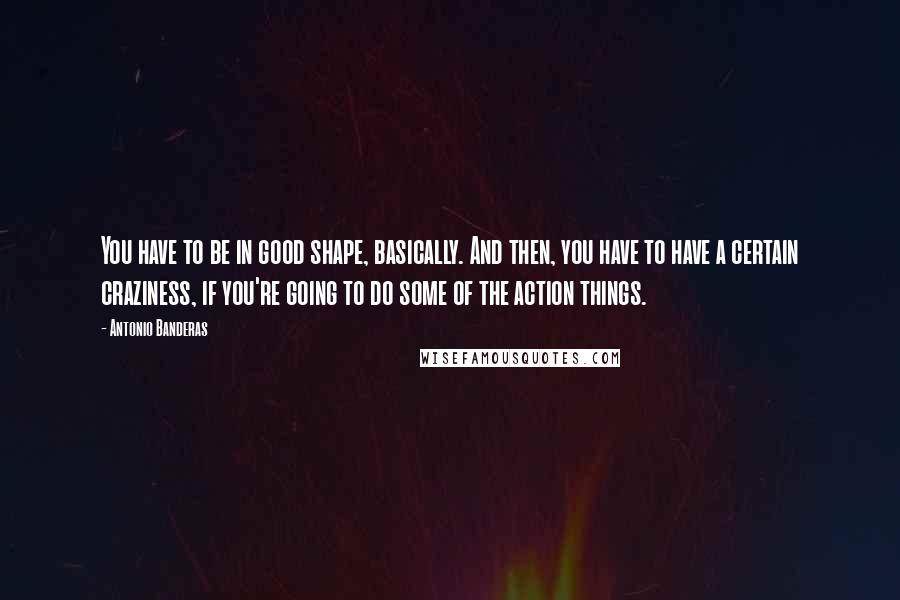 Antonio Banderas Quotes: You have to be in good shape, basically. And then, you have to have a certain craziness, if you're going to do some of the action things.