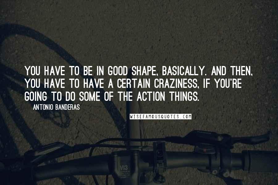 Antonio Banderas Quotes: You have to be in good shape, basically. And then, you have to have a certain craziness, if you're going to do some of the action things.