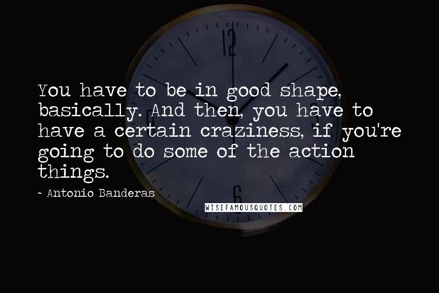 Antonio Banderas Quotes: You have to be in good shape, basically. And then, you have to have a certain craziness, if you're going to do some of the action things.