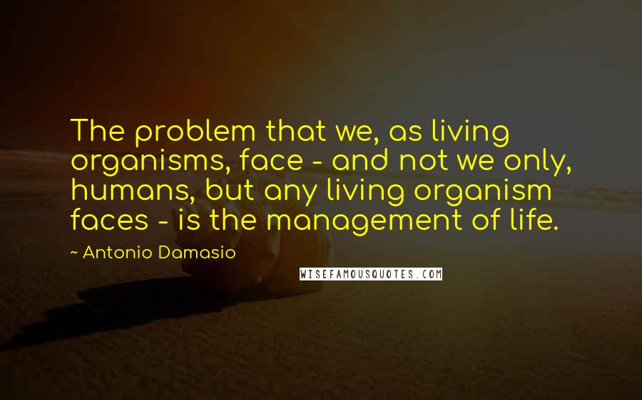 Antonio Damasio Quotes: The problem that we, as living organisms, face - and not we only, humans, but any living organism faces - is the management of life.