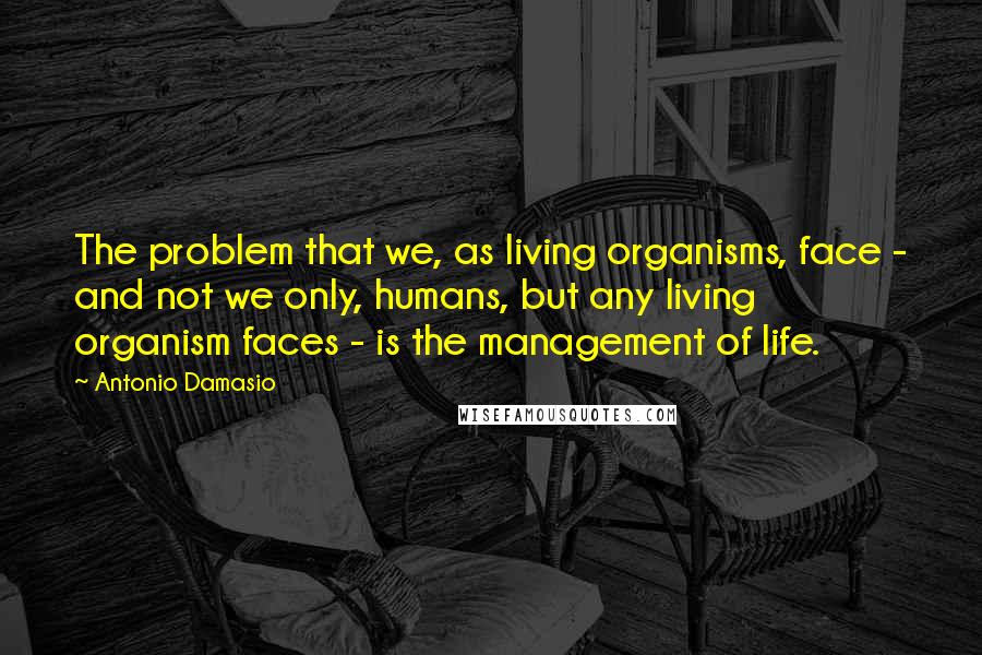 Antonio Damasio Quotes: The problem that we, as living organisms, face - and not we only, humans, but any living organism faces - is the management of life.