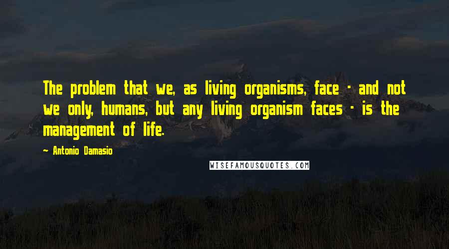 Antonio Damasio Quotes: The problem that we, as living organisms, face - and not we only, humans, but any living organism faces - is the management of life.