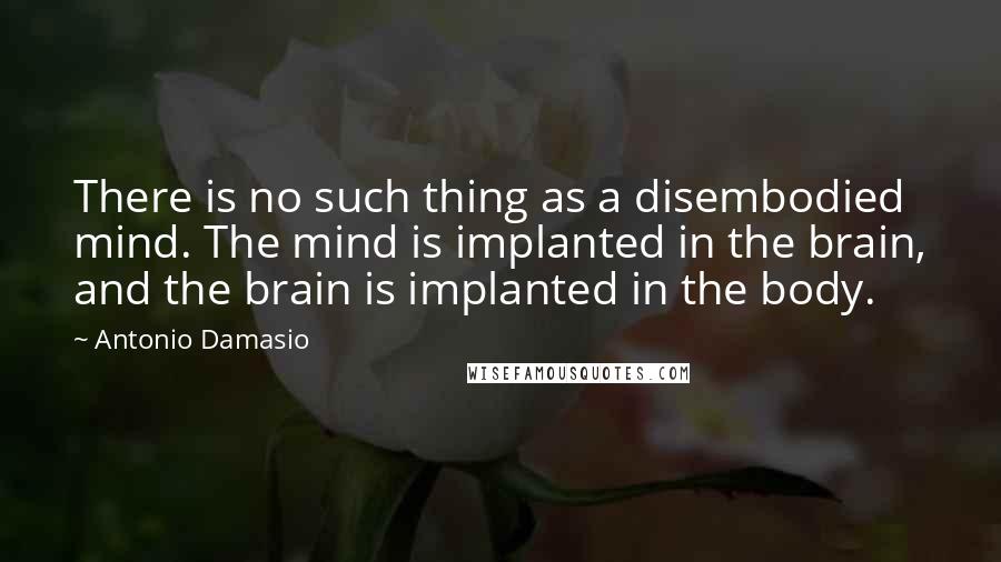Antonio Damasio Quotes: There is no such thing as a disembodied mind. The mind is implanted in the brain, and the brain is implanted in the body.
