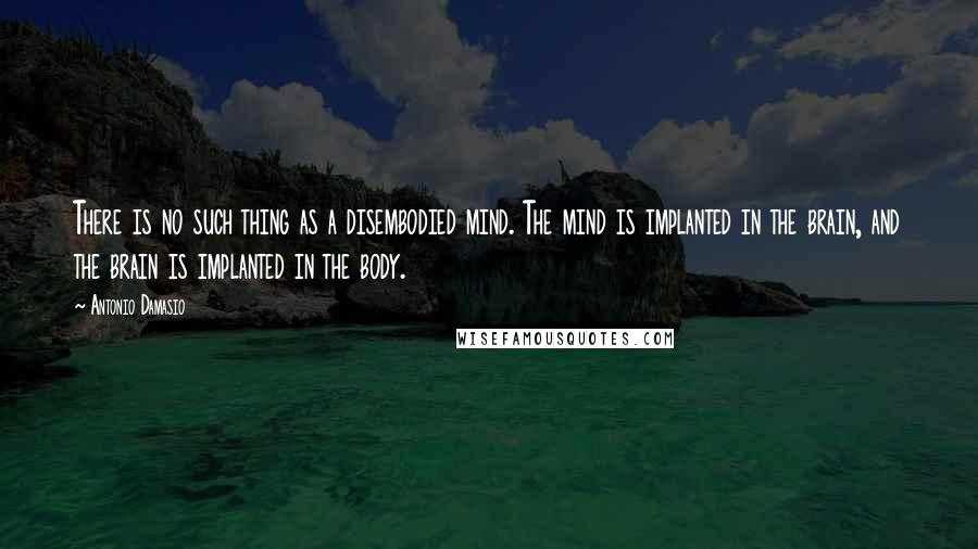 Antonio Damasio Quotes: There is no such thing as a disembodied mind. The mind is implanted in the brain, and the brain is implanted in the body.