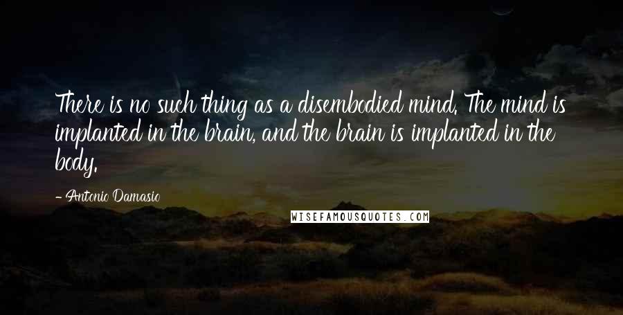 Antonio Damasio Quotes: There is no such thing as a disembodied mind. The mind is implanted in the brain, and the brain is implanted in the body.