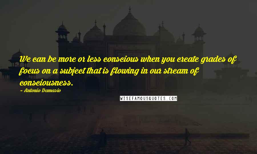 Antonio Damasio Quotes: We can be more or less conscious when you create grades of focus on a subject that is flowing in our stream of consciousness.