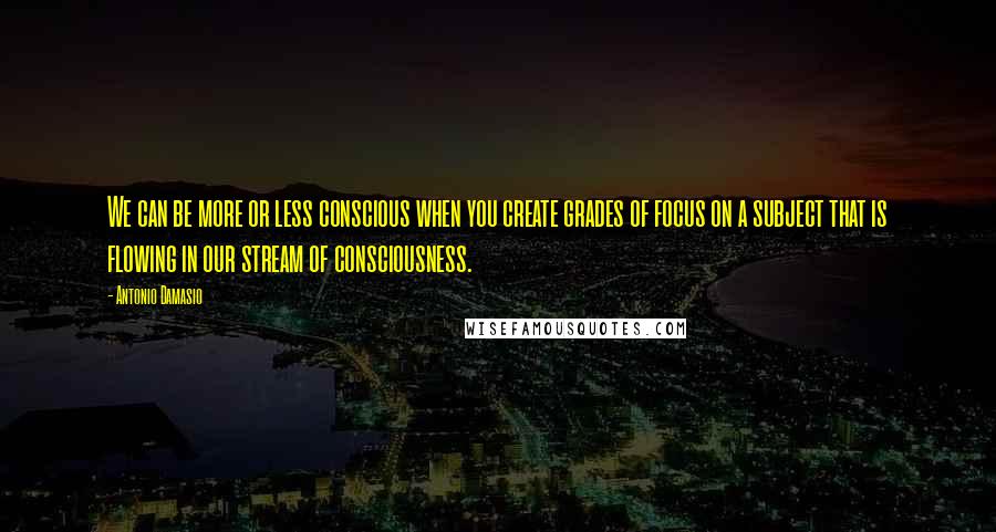 Antonio Damasio Quotes: We can be more or less conscious when you create grades of focus on a subject that is flowing in our stream of consciousness.
