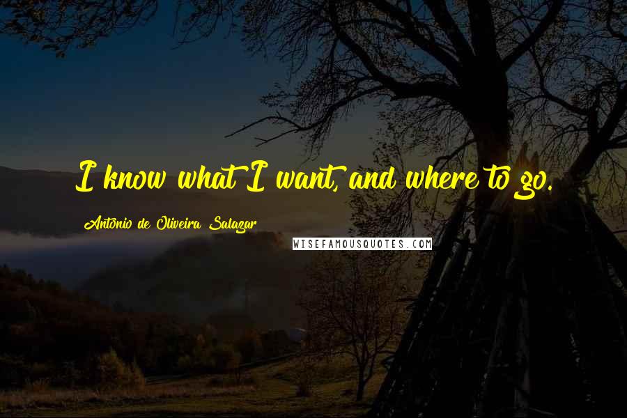 Antonio De Oliveira Salazar Quotes: I know what I want, and where to go.