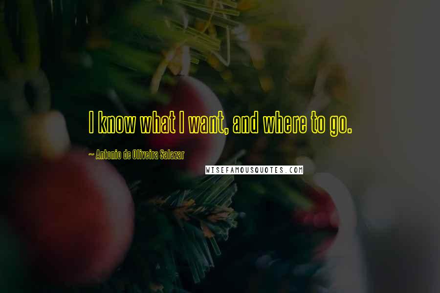 Antonio De Oliveira Salazar Quotes: I know what I want, and where to go.