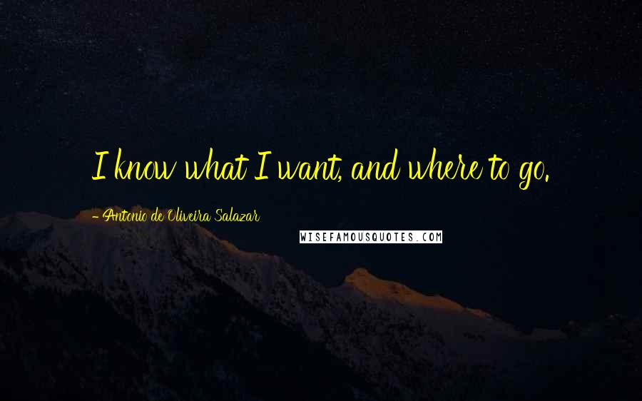 Antonio De Oliveira Salazar Quotes: I know what I want, and where to go.