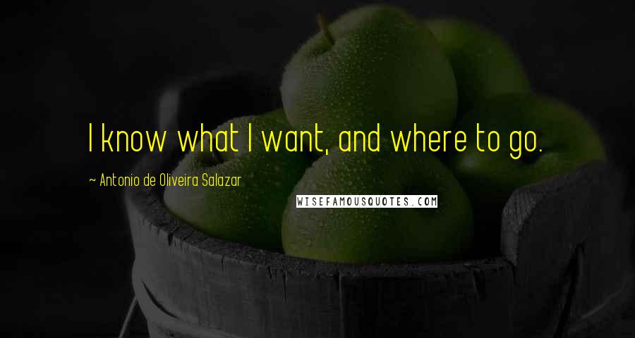 Antonio De Oliveira Salazar Quotes: I know what I want, and where to go.