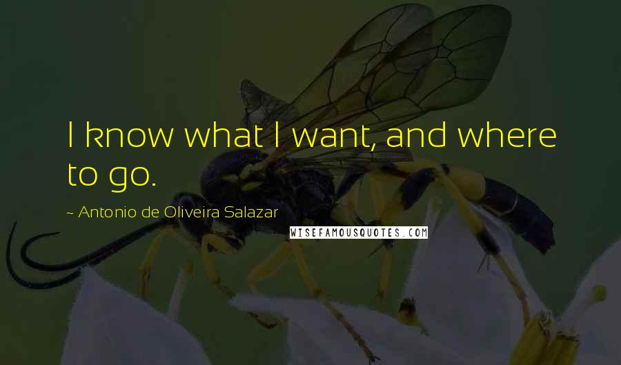 Antonio De Oliveira Salazar Quotes: I know what I want, and where to go.