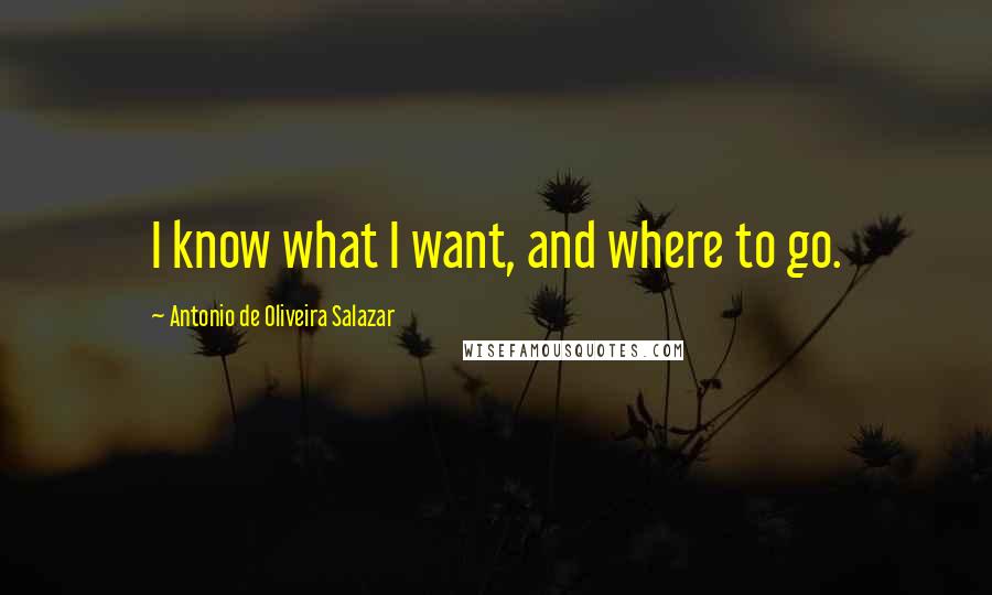 Antonio De Oliveira Salazar Quotes: I know what I want, and where to go.