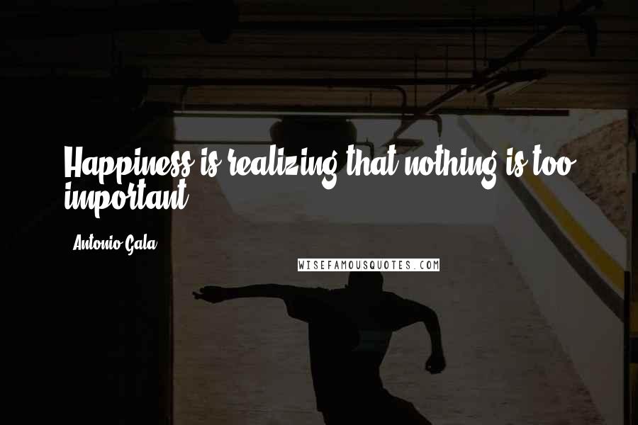 Antonio Gala Quotes: Happiness is realizing that nothing is too important.