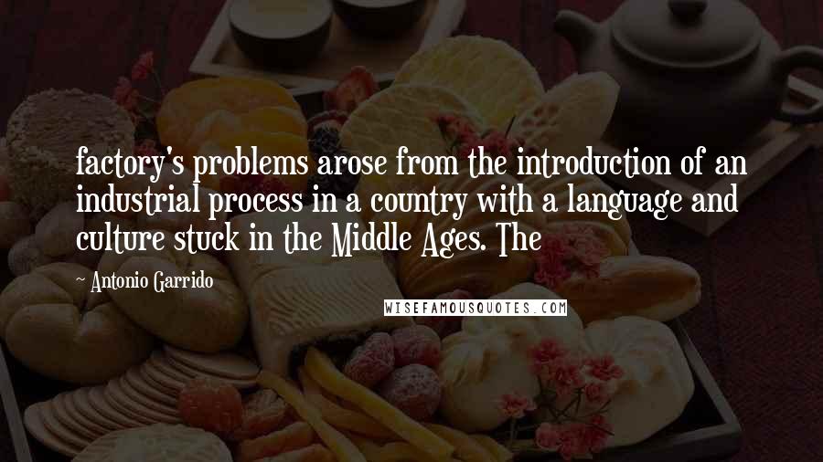 Antonio Garrido Quotes: factory's problems arose from the introduction of an industrial process in a country with a language and culture stuck in the Middle Ages. The