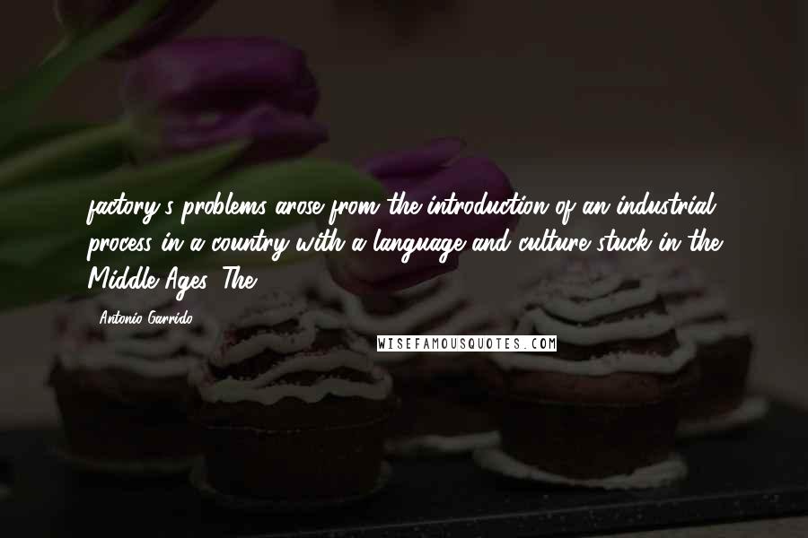 Antonio Garrido Quotes: factory's problems arose from the introduction of an industrial process in a country with a language and culture stuck in the Middle Ages. The