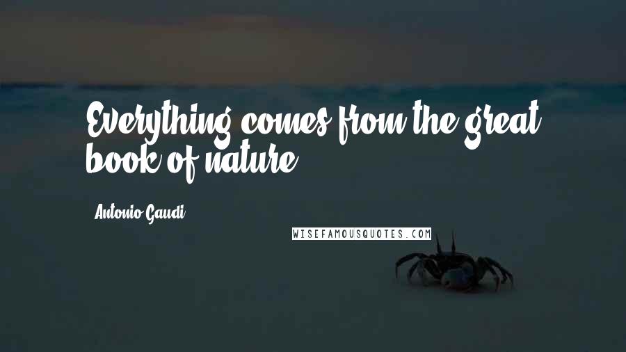 Antonio Gaudi Quotes: Everything comes from the great book of nature.