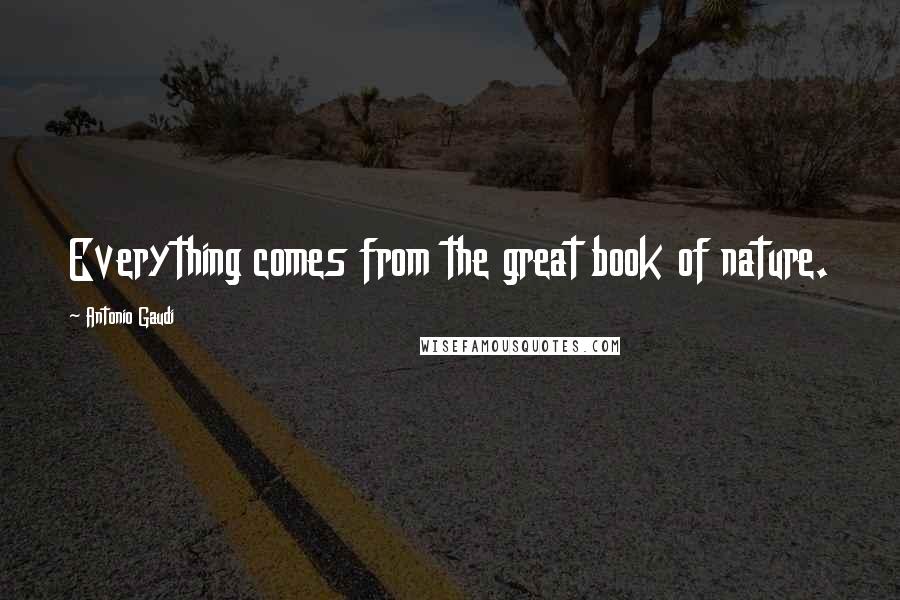 Antonio Gaudi Quotes: Everything comes from the great book of nature.