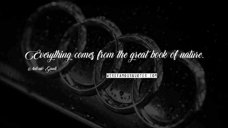 Antonio Gaudi Quotes: Everything comes from the great book of nature.