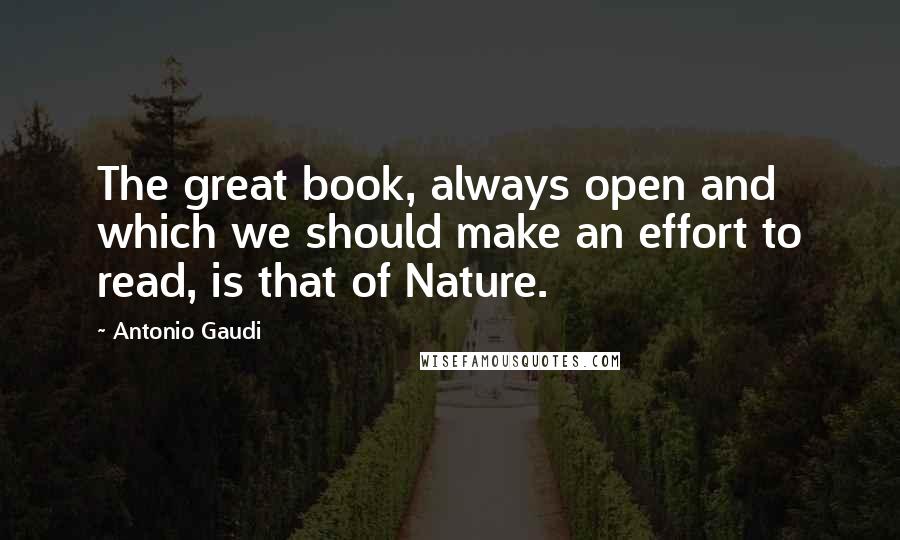 Antonio Gaudi Quotes: The great book, always open and which we should make an effort to read, is that of Nature.