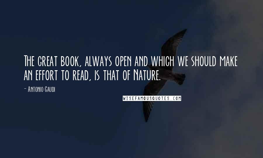 Antonio Gaudi Quotes: The great book, always open and which we should make an effort to read, is that of Nature.