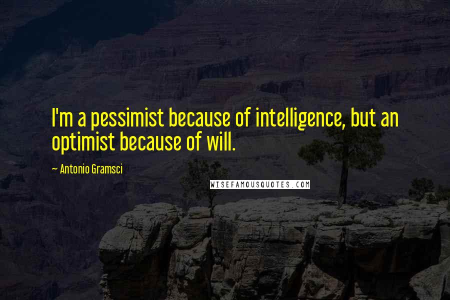 Antonio Gramsci Quotes: I'm a pessimist because of intelligence, but an optimist because of will.