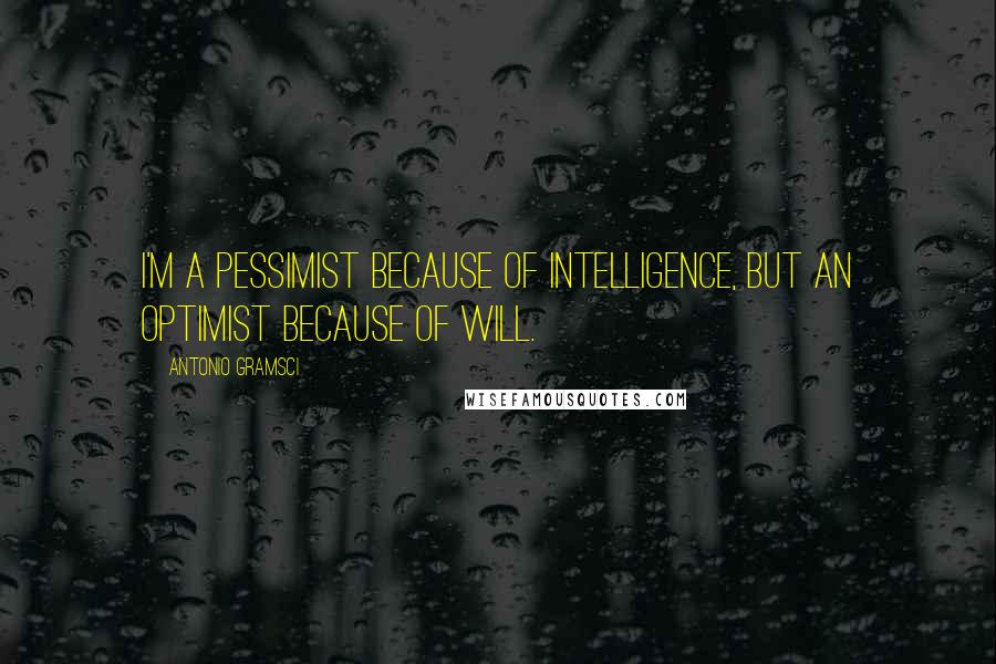 Antonio Gramsci Quotes: I'm a pessimist because of intelligence, but an optimist because of will.