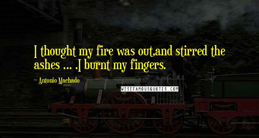 Antonio Machado Quotes: I thought my fire was out,and stirred the ashes ... .I burnt my fingers.