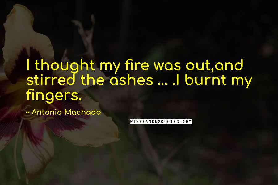 Antonio Machado Quotes: I thought my fire was out,and stirred the ashes ... .I burnt my fingers.