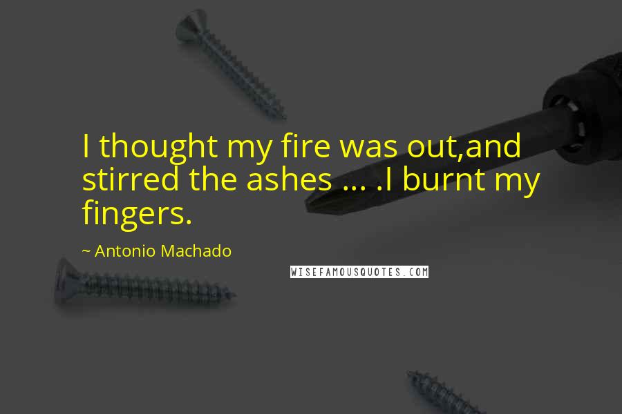Antonio Machado Quotes: I thought my fire was out,and stirred the ashes ... .I burnt my fingers.