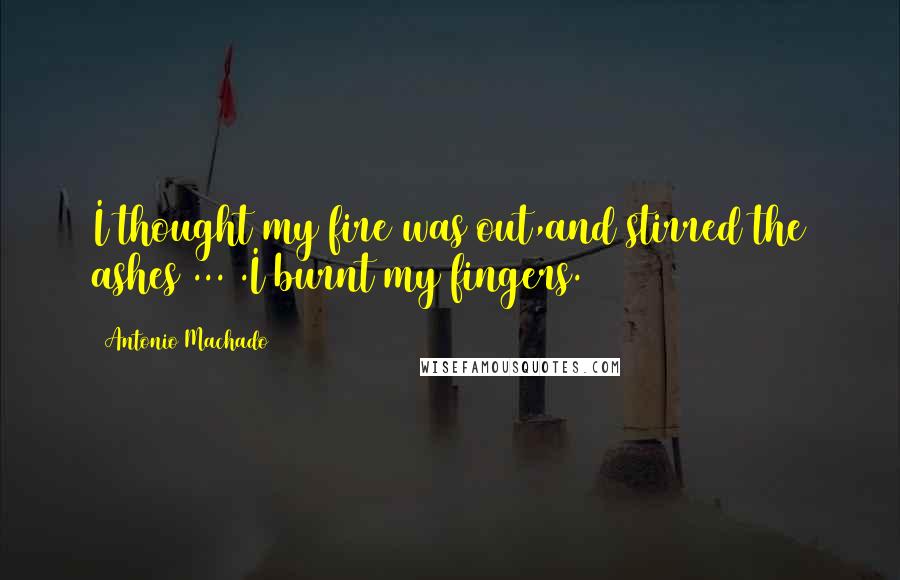 Antonio Machado Quotes: I thought my fire was out,and stirred the ashes ... .I burnt my fingers.