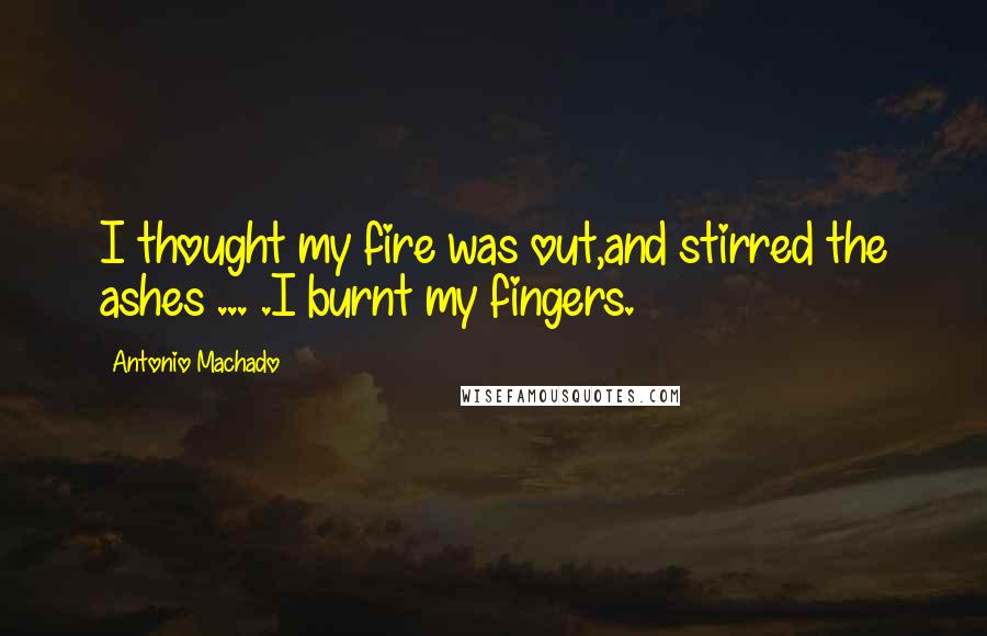 Antonio Machado Quotes: I thought my fire was out,and stirred the ashes ... .I burnt my fingers.
