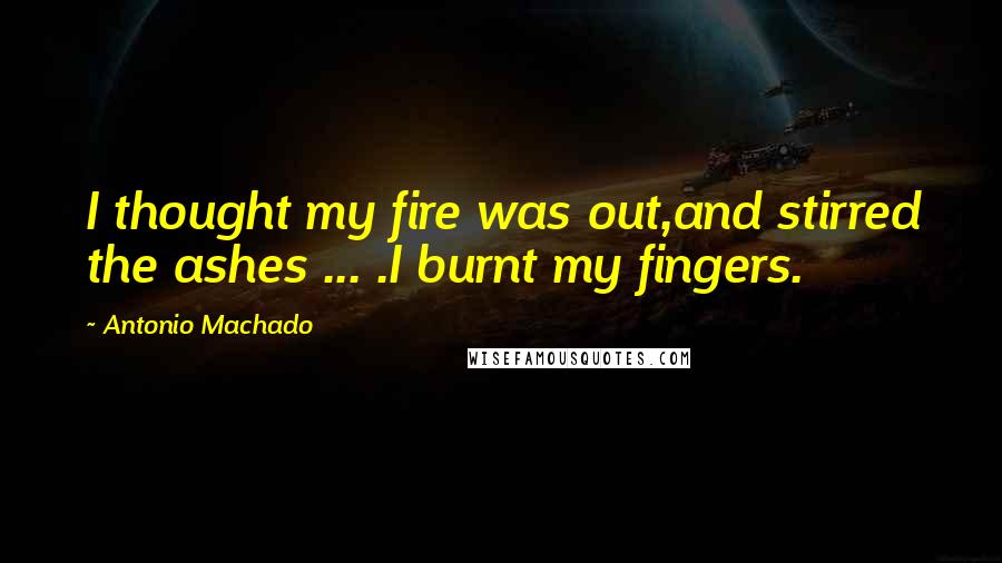 Antonio Machado Quotes: I thought my fire was out,and stirred the ashes ... .I burnt my fingers.